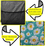 NGIL Extra Large Utility Tote Reusable Grocery Organizing Bag Oversized Collapsible for Storage, Picnic,Car, Beach (Daisy Print-navy)