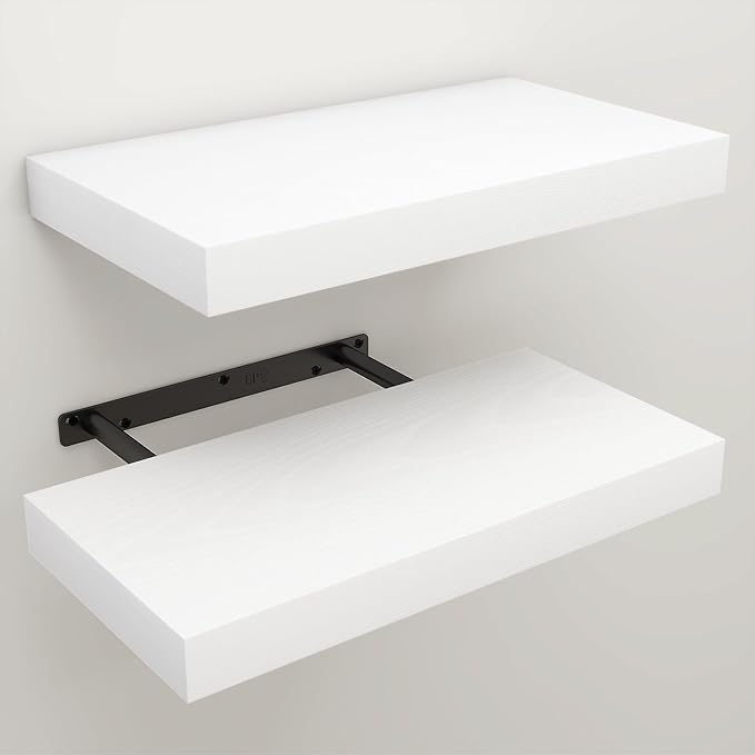 Floating Shelves for Wall, 7.9" Deep Wall Mounted Wood Shelves for Bathroom, Bedroom, Living Room, Kitchen, Hanging Shelf for