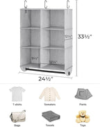StorageWorks Hanging Closet Organizer with Metal Rod, 6-Section Closet Organizers and Storage, Collapsible Hanging Shelves fo