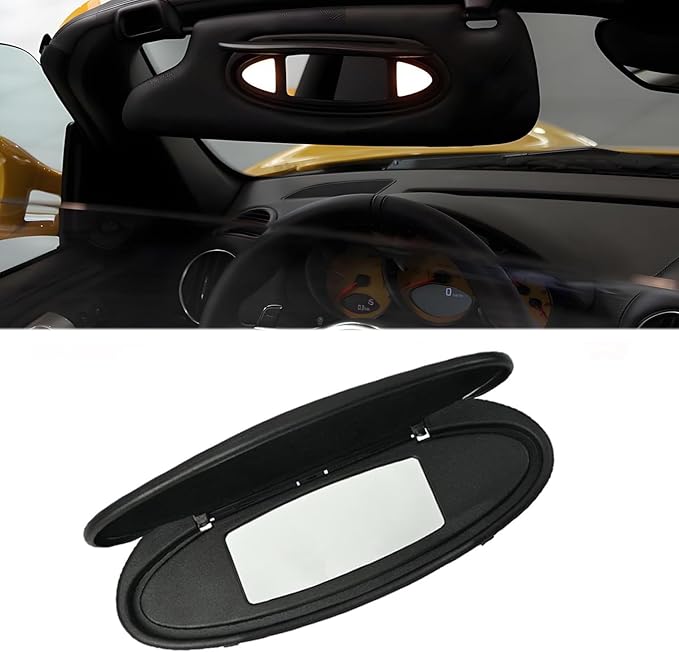 Sun Visor Mirror Covers and Base Replacement, Driver/Passenger Side Visor Vanity Mirror Housing Caps with Makeup Caps for Porsche 996/997-911 986/987 for Boxster for Cayman 1996-2010