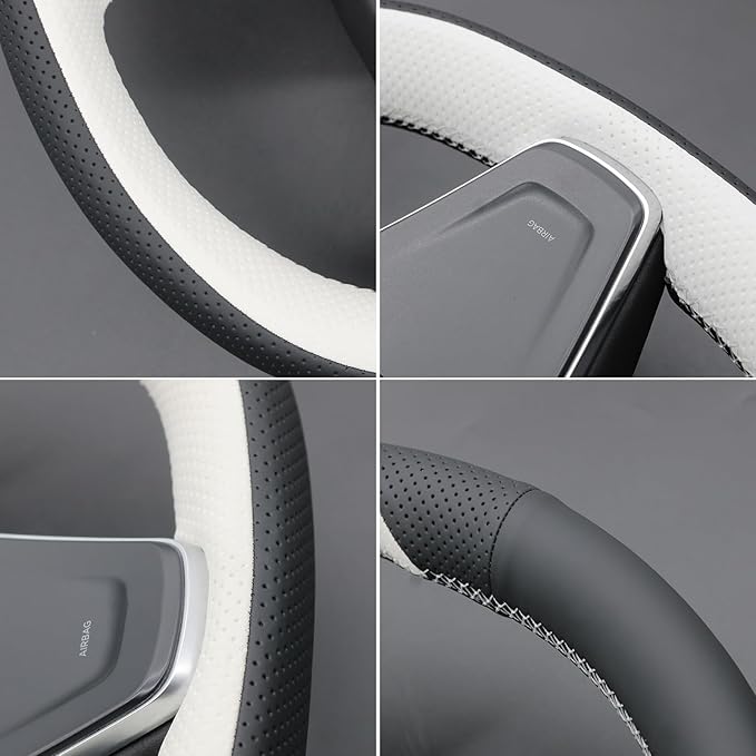 MEWANT Hand Stitched Tesla Model S(O-Shaped) Steering Wheel Cover Wrap for Tesla Model S 2021-2023 / Model X 2021-2023 Steering Wheel Accessories