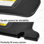 KBH Sun Visor Cover Protector for Ford Mustang 1994 1995 1996 1997 1998 1999 2000 2001 2002 2003 2004, Vinyl Leather, Left & Right Side, Anti-Scratch, Black-Gray Stitch
