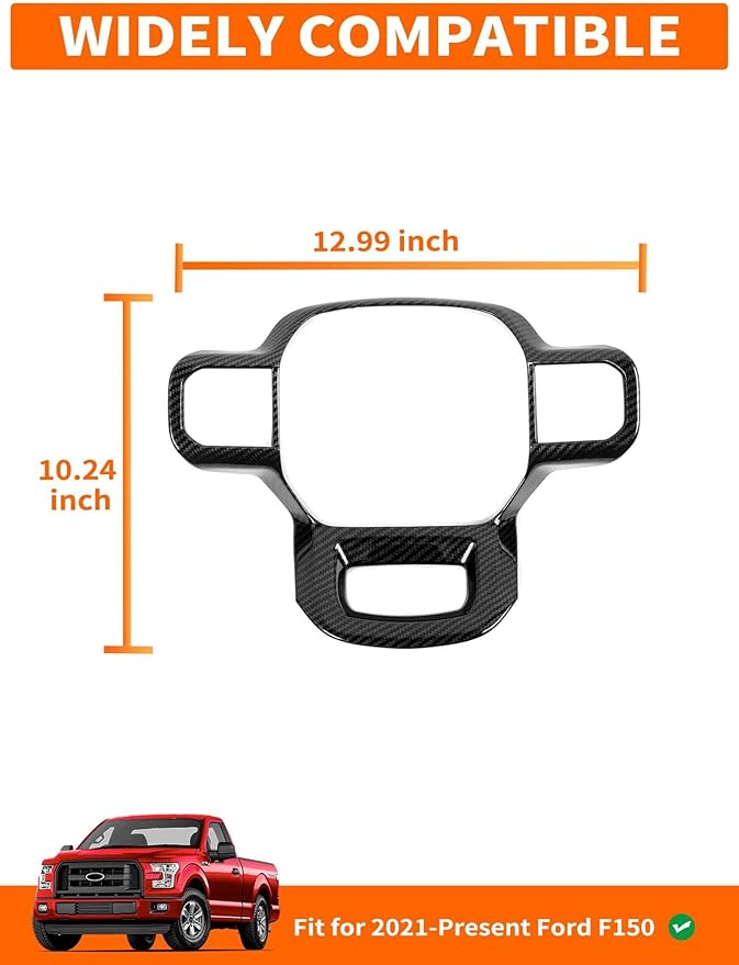 Savadicar Carbon Fiber Interior Accessories - Steering Wheel Trim Cover for Ford F150 (2021-present) - Premium Texture Interior Decor Upgrade Option, 1 PC