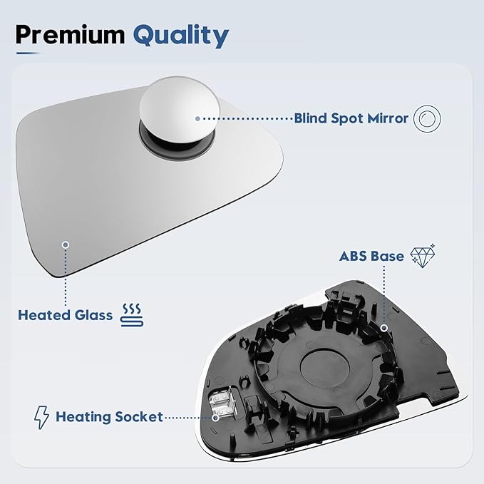 Blind Spot Mirrors for Tesla Model 3 2017-2023, Power Heated Mirrors for Anti-Fog with Passenger Right Side Mirror Replacement, Durable Backing Plate 113065200A 152179400A