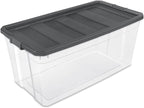 Sterilite 6-Pack Modular Stacker Box, Durable Clear Plastic Storage Bins with Latching Lids, 200 Quart - Stackable Organizing