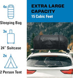 Reese 59006 Waterproof Rooftop Cargo Carrier Bag for Cars, SUVs or Trucks with/Without Roof Racks, 15 Cubic Feet, Heavy Duty 840D Abrasion-Resistant PVC Fabric with Anti-Slip Mat
