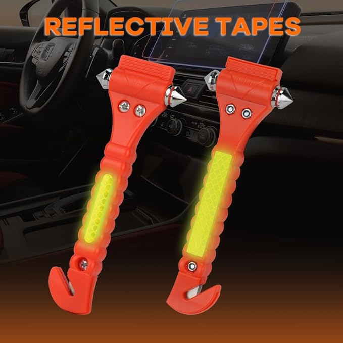 SINSEN Car Safety Hammer Set of 10 Emergency Escape Tool Auto Car Window Glass Hammer Breaker and Seat Belt Cutter Escape 2-i