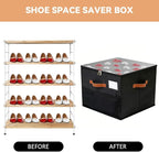 Shoe Organzier for Cloest - Adjustable Shoe Storage Box Fits 8-16 pairs,shoe Bin with Pop-Up dividers,Space Saver shoes Box o