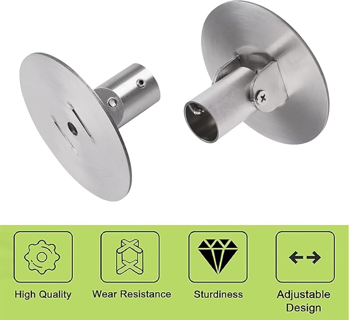 Shower Curtain Rod Bracket, 2Pcs 26mm Inner Diameter Titanium Steel Shower Curtain Rod Single Swivel Flange Curtain Rod Wall-