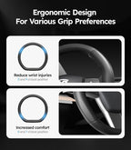 Wigoo Steering Wheel Cover for New Model Y Juniper & Model 3[Ultra-Thin, Breathable Leather] Model 3 (2024~2026)/New Model Y Juniper Accessories, for Men and Women, D Type, 14.5''-15''