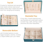 Voova Jewelry Box Organizer for Women Girls, 2 Layer Large Men Jewelry Storage Case, PU Leather Display Jewellery Holder with