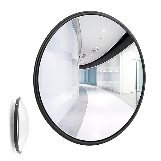 12" Acrylic Convex Mirror Convex Security Mirror, 12" Corner Security Blind Spot Mirrors, Traffic Garage Corner Mirrors, Adjustable Wide AngleMirrors for Indoor Outdoor