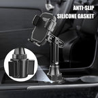 Car Cup Phone Holder, 360° Rotation Carbon Fiber Vehicle Cup Cellphone Holder with Long & Adjustable Neck, Auto Interior Smartphone Expander Mount Accessories, Universal Fit