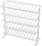Varhomax White Shoe Rack, 5-Tier Bamboo Shoe Rack Organizer for Closet and Entryway, Thick Wooden Free Standing Shoe Shelf fo