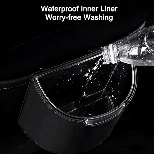 Leakproof Car Trash Can, Mini Car Trash Bin with Removable Liner, Waterproof Automotive Garbage Can for SUV, Truck, Vehicle, Home, Office, Multipurpose, Easy to Clean, Orange