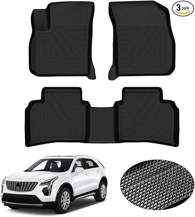 KUST Custom Fit Floor Mats for 2019-2025 Cadillac XT4 Accessories All Weather Floor Liners Rubber 1st & 2nd Row Black Non-Slip High Edge