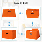 STOREONE Fabric Storage Cube Bins Foldable Organizer Container Collapsible Basket with Lids and Metal Handles, for Home, Bedr