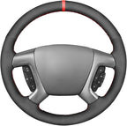 MEWANT Hand Stitch Steering Wheel Cover for Chevy Silverado 1500 2500 Suburban Tahoe Black Athsuede Steering Wheel Wrap