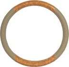 BDK BurlwoodLux Wood Grain and PU Leather Beige Steering Wheel Cover - Sport Grip for Car Auto SUV Trucks