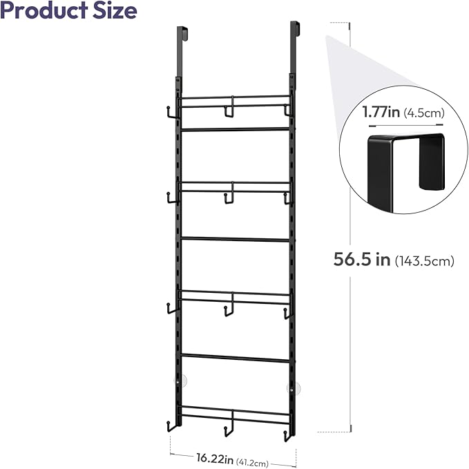 SWTYMIKI Over Door Hat Organizer - 4 Tier Metal Adjustable Wall Mounted Hat Rack with 12 Hooks Design, Hanging Baseball Cap O