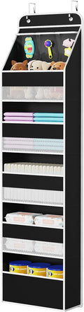 Univivi 6-Shelf Over Door Hanging Organizer Fabric Baby Door Storage with 5 Large Pockets and 3 Small PVC Pockets Wall Mount 