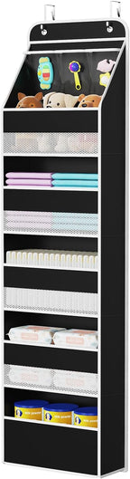 Univivi 6-Shelf Over Door Hanging Organizer Fabric Baby Door Storage with 5 Large Pockets and 3 Small PVC Pockets Wall Mount 