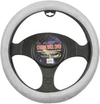 BDK Ergonomic Leather Grip Steering Wheel Cover - Soft Plush Memory Foam Grip for Standard Size Wheels 14.5-15 inch Gray