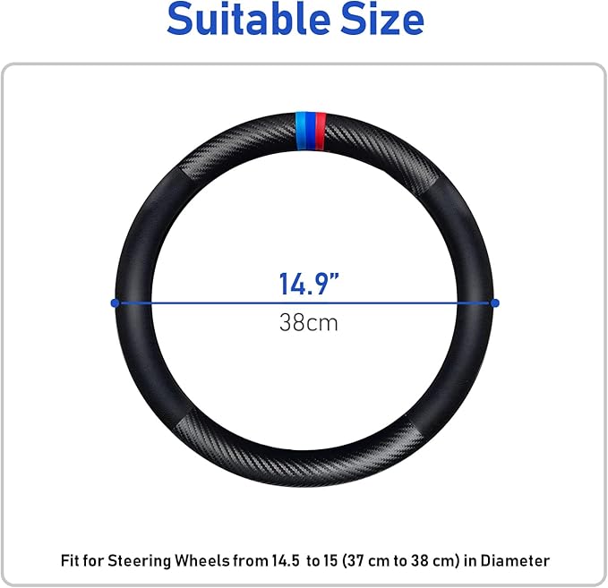 Carbon Fiber Pattern Steering Wheel Cover Sports Steering Wheel High-Grade Leather Set for X1 X3 X5 M