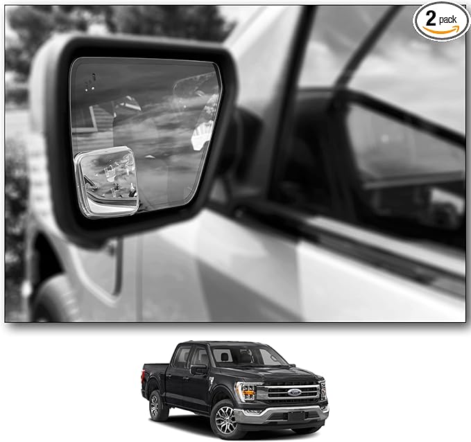 NXTGEN Custom Blind Spot Mirrors - Compatible With 2021-Present Ford F150 14th Generation Factory Mirrors With BLIS | Extended View - 2 Piece Set (Left & Right)
