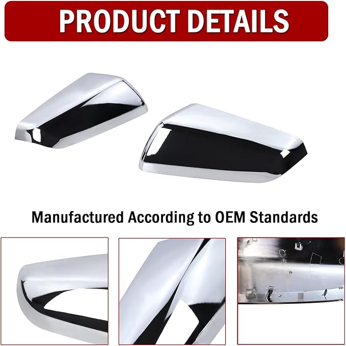 Left Driver Side Exterior Mirror Cap Cover Rearview Mirror Cover Trim Fit for 2018 2019 2020 2021 2022 2023 Chevrolet Equinox & GMC Terrain Replace 23406417 (Chrome)