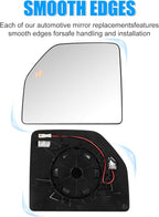 Compatible with Ford F150 2015-2020, F250 2017-2022, F350 2017-2019, Driver Left Side Mirror Glass, Heated Blind Spot Lens Mirror with Backing Plate