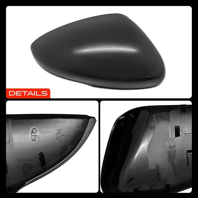 A-Premium Passenger Side Rearview Mirror Cover Cap - Compatible with Honda Accord 2018-2024 - Smooth Black, with Turn Signal Hole