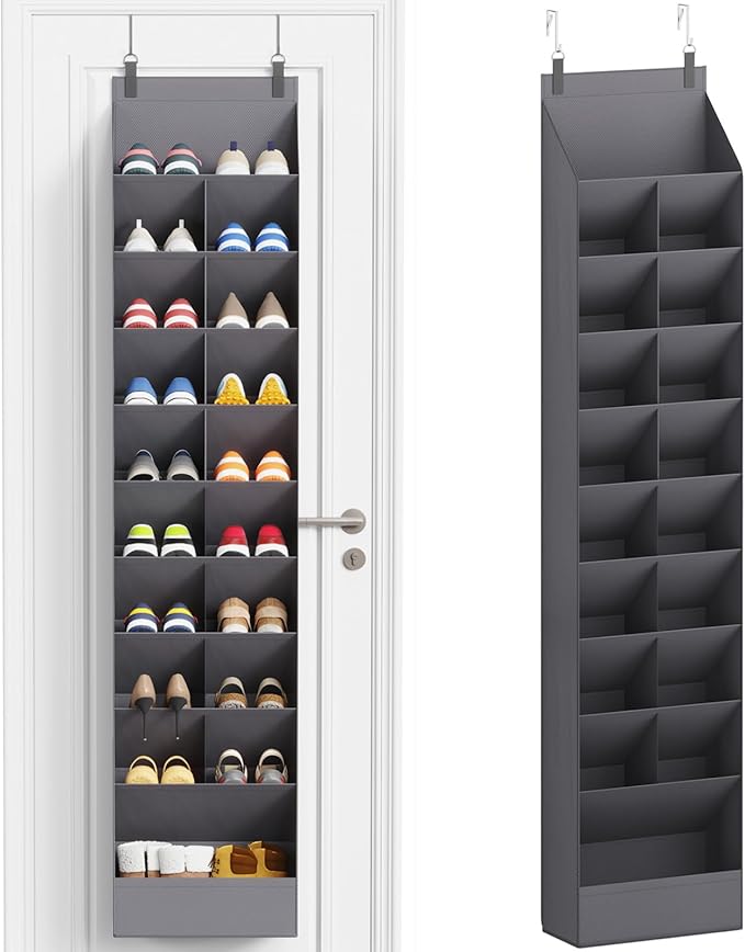 Lifewit 10 Tier Over the Door Shoe Organizer with 19 Large Deep Pockets, Fabric Hanging Shoes Shelf for Closet, Dorm Storage,