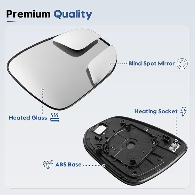 Blind Spot Mirrors for 2013-2025 RAV4, 2014-2024 4runner, 2016-2025 Tacoma, Power Heated Mirrors for Anti-Fog with Passenger Side Mirror Replacement, Durable Backing Plate OE# 8793142E50 879310R280