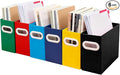 Colorful Cardboard File Organizer, Storage Box for Hanging File Folders Letter Size, Portable Document Organizer with Handle 