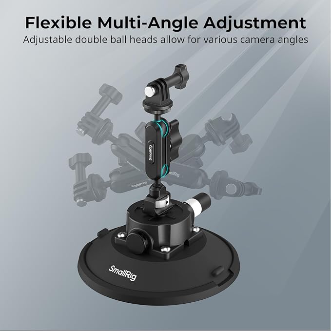 SMALLRIG 6" Suction Cup Mount with Ball Head Magic Arm, Action Camera Mount for DJI Osmo Action 5 Pro/4, for Insta360 x5, for Gopro 13/12, Load Capacity 3kg, on Car Windshield or Window - 5856