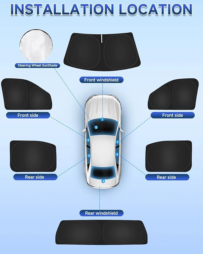 6PCS Window Shades for Toyota Tundra(2022-2025) Accessories – Full Coverage Sun Shade for Side Windows, Rear Triangular & Windshield – UV Protection & Privacy for Camping, Napping, Relaxing