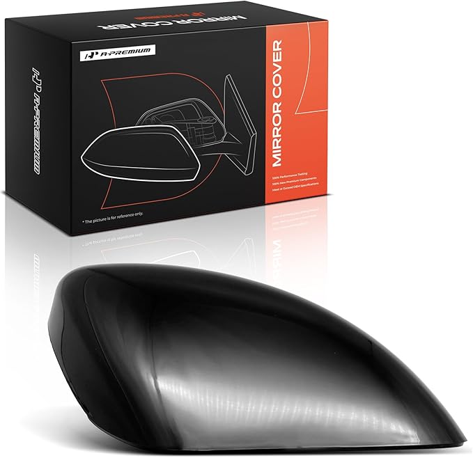 A-Premium Passenger Side Rearview Mirror Cover Cap - Compatible with Nissan Altima 2013-2018 - Smooth Black, Without Turn Signal Hole