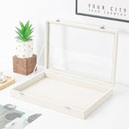 Coward Jewelry Organizer Box, Beige Velvet Blank Display Tray Case with Lid for Storage Necklaces Bracelets Rings Beads and J