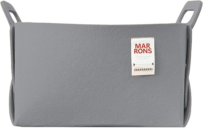 Collapsible Felt GRAY Storage Bin Large 14.6"x9.4"x9.4" – Foldable Basket with Handles for Closet, Laundry Room Organization,
