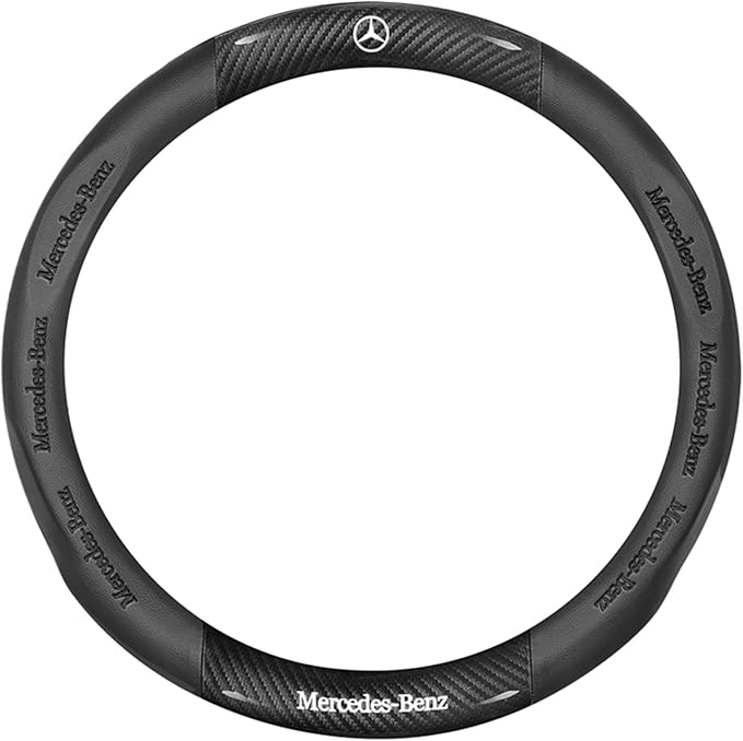 Car Steering Wheel Cover Fusion Carbon Fiber Premium Leather Non-Slip, Breathable, Trendy Accessories with Car Accessories (New-Black)