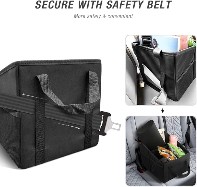 YOOFAN Car Seat Organizer - Passenger Seat Organizer, Collapsible Small Car Seat Storage Organizer for Console Front/Back,