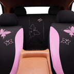 Flying Banner Butterfly car seat Covers ful Set Fashion Universal Lady Woman Female Rear Bench Split Colorized (Pink, Full Se