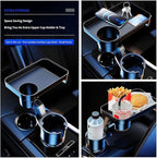 Multifunctional Car Cup Holder Expander with Rotable Food Tray for Road Trips
