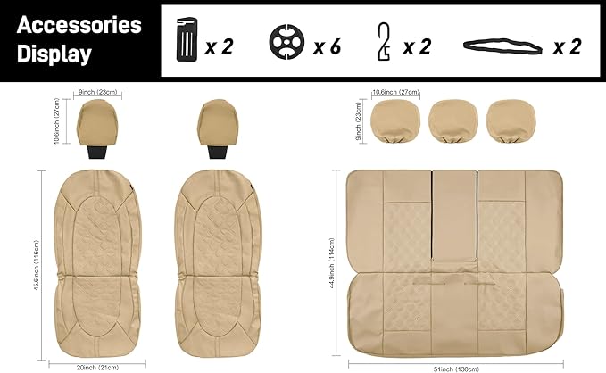 CAROMOP Luxury PU Leather Car Seat Covers Full Set-Waterproof Seat Protectors with Split Bench Seat Covers for Cars-Universal