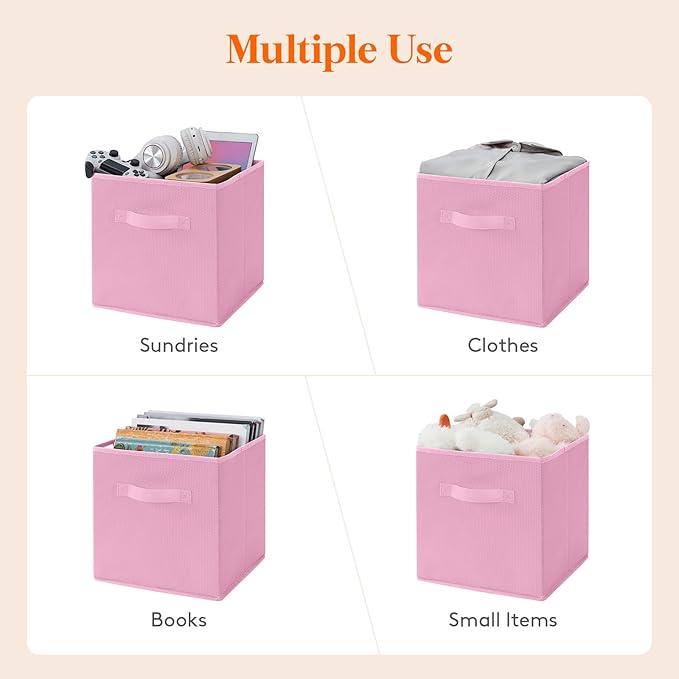 Lifewit Storage Cubes, Foldable Decorative Fabric Storage Baskets for Organizing Home Organizers with Handles for Shelves, Cl