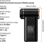 5-in-1 Portable Tire Inflator and Car Vacuum Cordless, 150PSI Smart Air Compressor with Auto Shut-Off, Powerful Suction Handheld Vacuum for Pet Hair, Blower Function, LED Light