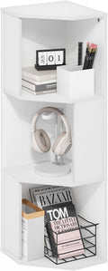 Furinno ECON Corner Shelf, 3-Tier Corner Book Shelf, Storage Shelves, Display Rack, Bookshelf, for Organization and Storage, 