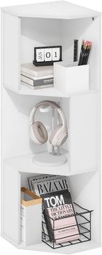 Furinno ECON Corner Shelf, 3-Tier Corner Book Shelf, Storage Shelves, Display Rack, Bookshelf, for Organization and Storage, 