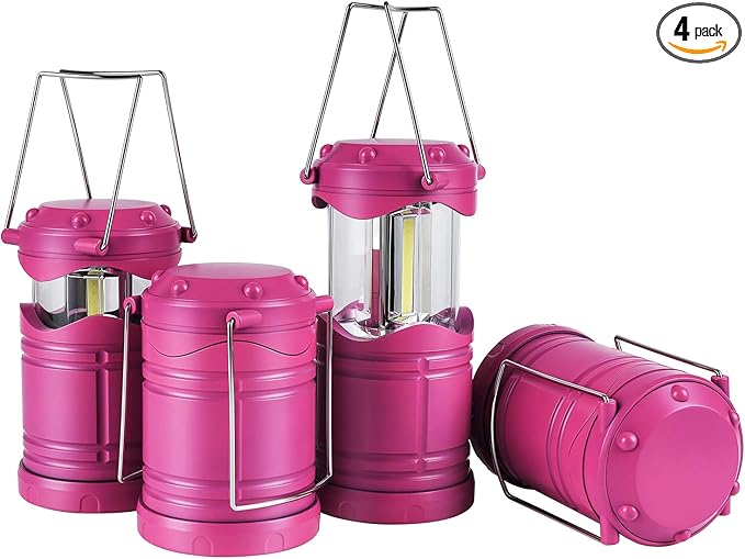 Lichamp LED Camping Lantern, 4 Pack Battery Powered Flashlight for Power Outages, Portable Collapsible Hanging Light Essentia